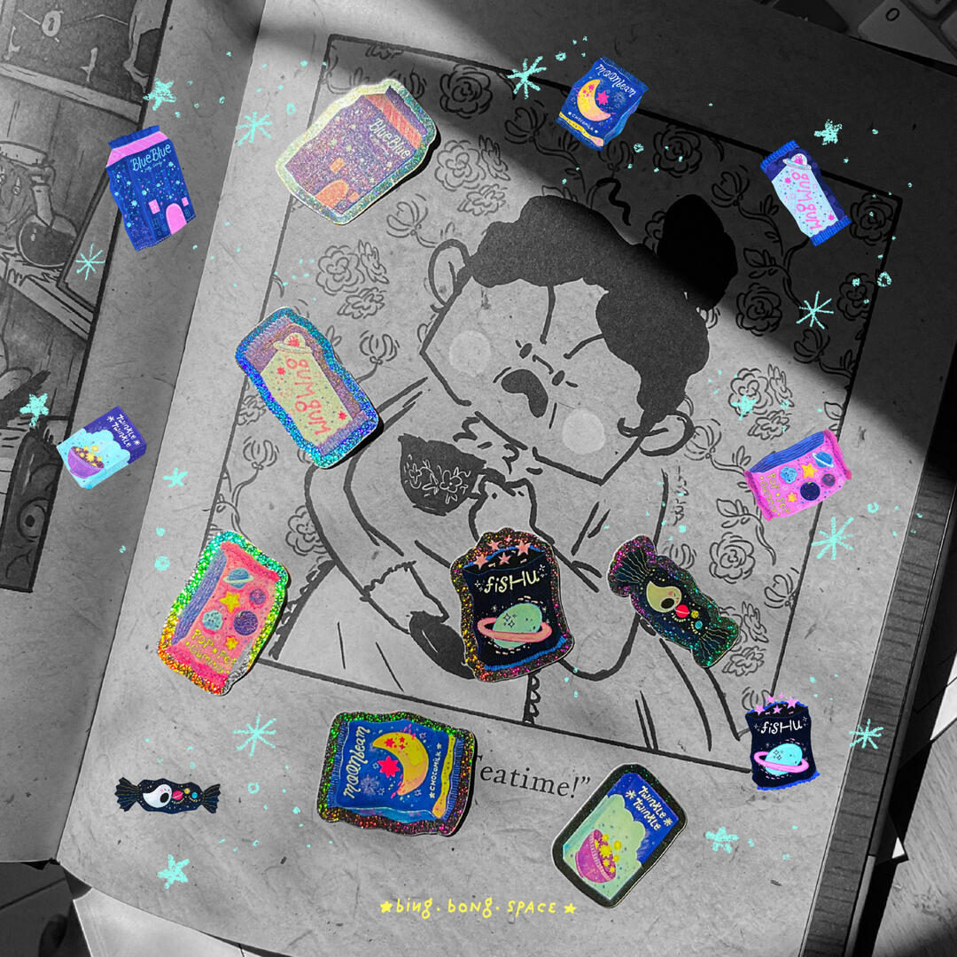 midnight snack - holo glitter sticker pack